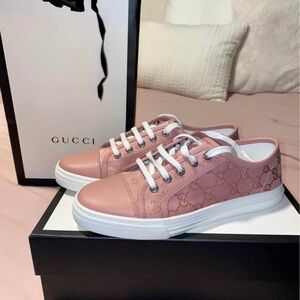 Gucci Women's Blush Pink Lace-Up Sneakers